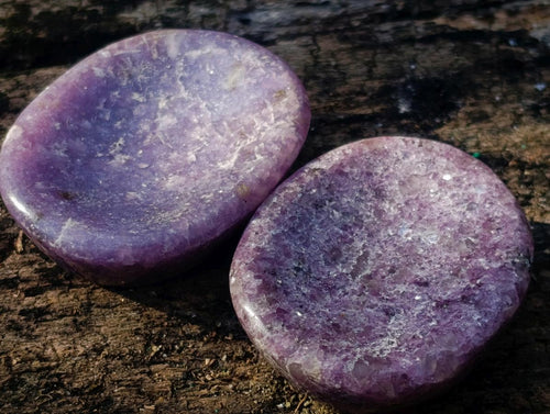 Polished Lepidolite Worry Stones x 24 From Ambatondrazaka, Madagascar - Toprock Gemstones and Minerals 