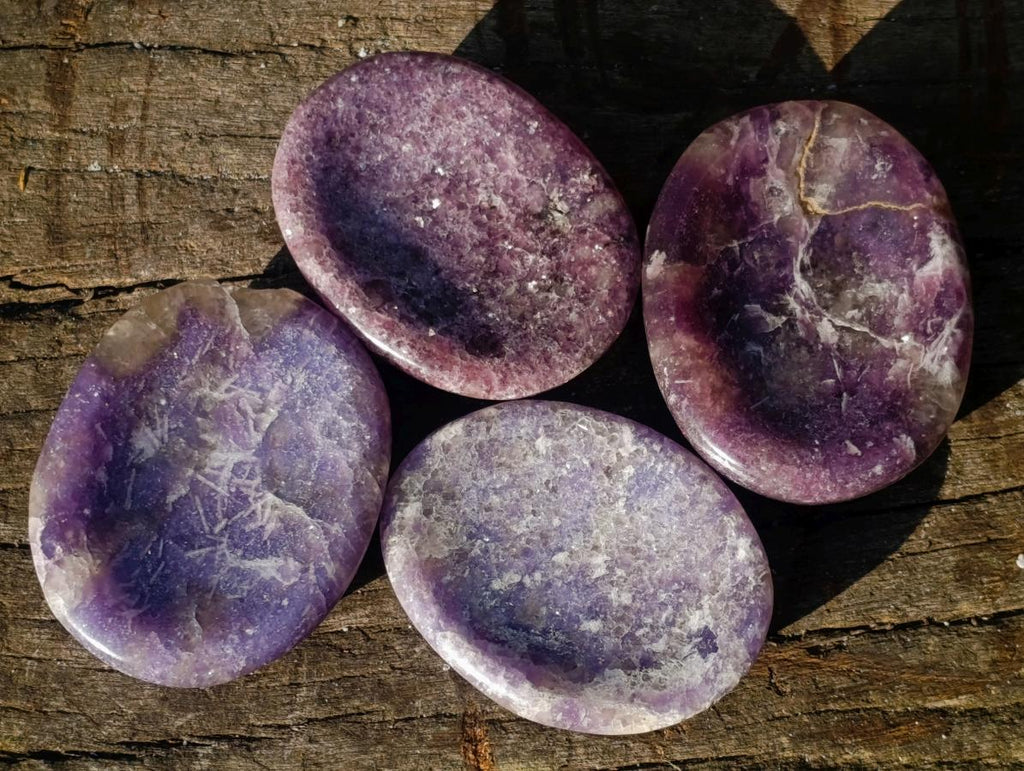 Polished Lepidolite Worry Stones x 24 From Ambatondrazaka, Madagascar - Toprock Gemstones and Minerals 
