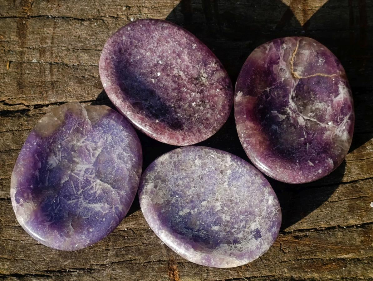 Polished Lepidolite Worry Stones x 24 From Ambatondrazaka, Madagascar - Toprock Gemstones and Minerals 