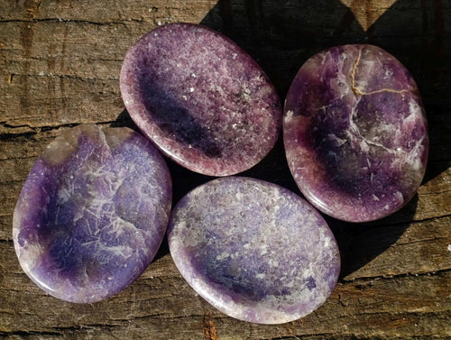 Polished Lepidolite Worry Stones x 24 From Ambatondrazaka, Madagascar - Toprock Gemstones and Minerals 