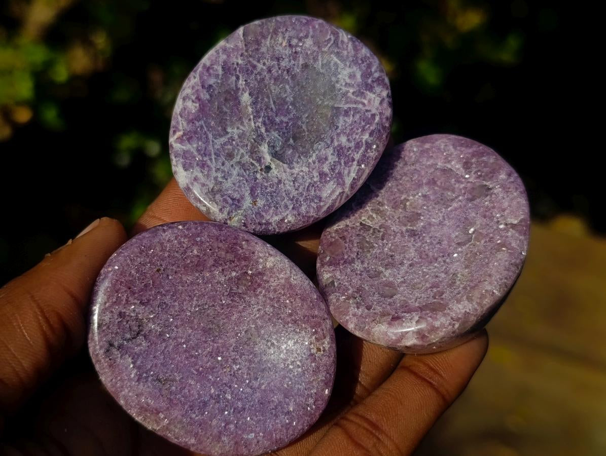 Polished Lepidolite Worry Stones x 24 From Ambatondrazaka, Madagascar - Toprock Gemstones and Minerals 