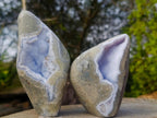 Polished Blue Lace Agate Standing Display Pieces x 3 From Nsanje, Malawi - Toprock Gemstones and Minerals 