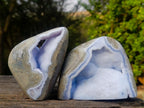 Polished Blue Lace Agate Standing Display Pieces x 3 From Nsanje, Malawi - Toprock Gemstones and Minerals 