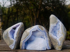 Polished Blue Lace Agate Standing Display Pieces x 3 From Nsanje, Malawi - Toprock Gemstones and Minerals 