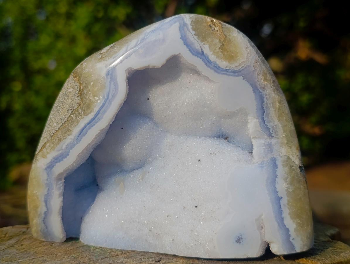 Polished Blue Lace Agate Standing Display Pieces x 3 From Nsanje, Malawi - Toprock Gemstones and Minerals 