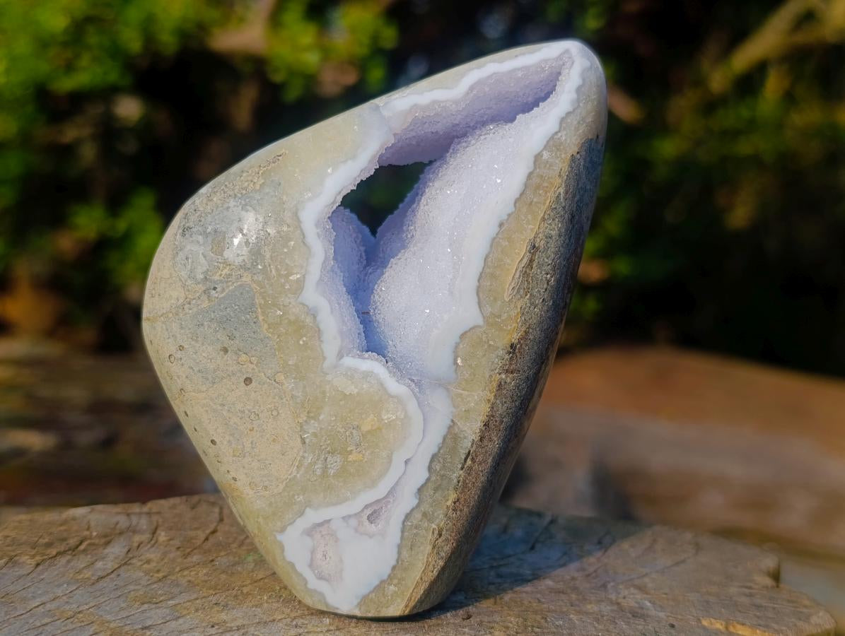 Polished Blue Lace Agate Standing Display Pieces x 3 From Nsanje, Malawi - Toprock Gemstones and Minerals 
