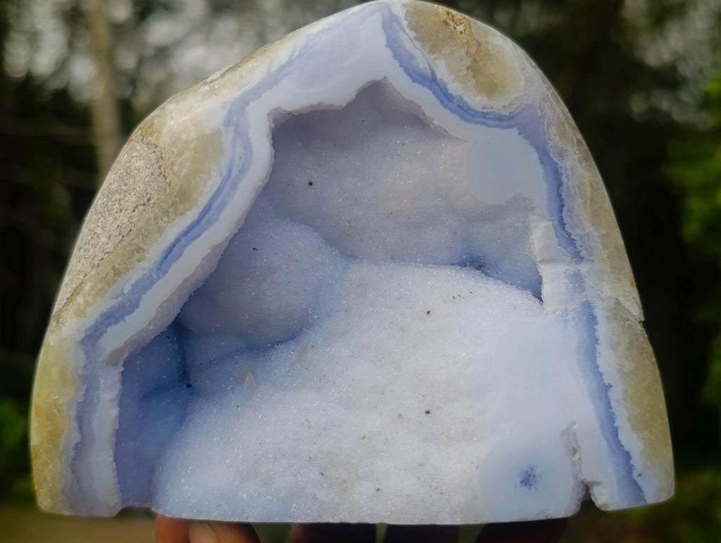 Polished Blue Lace Agate Standing Display Pieces x 3 From Nsanje, Malawi - Toprock Gemstones and Minerals 