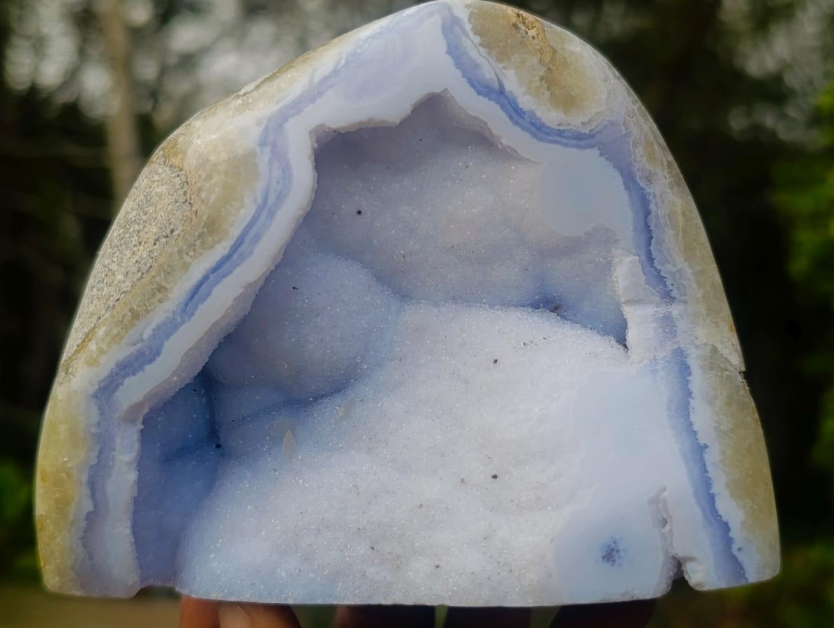 Polished Blue Lace Agate Standing Display Pieces x 3 From Nsanje, Malawi - Toprock Gemstones and Minerals 