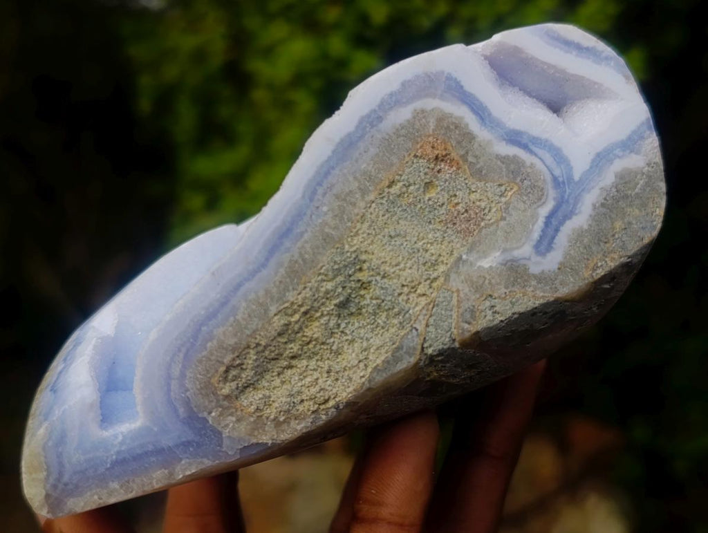 Polished Blue Lace Agate Standing Display Pieces x 3 From Nsanje, Malawi - Toprock Gemstones and Minerals 