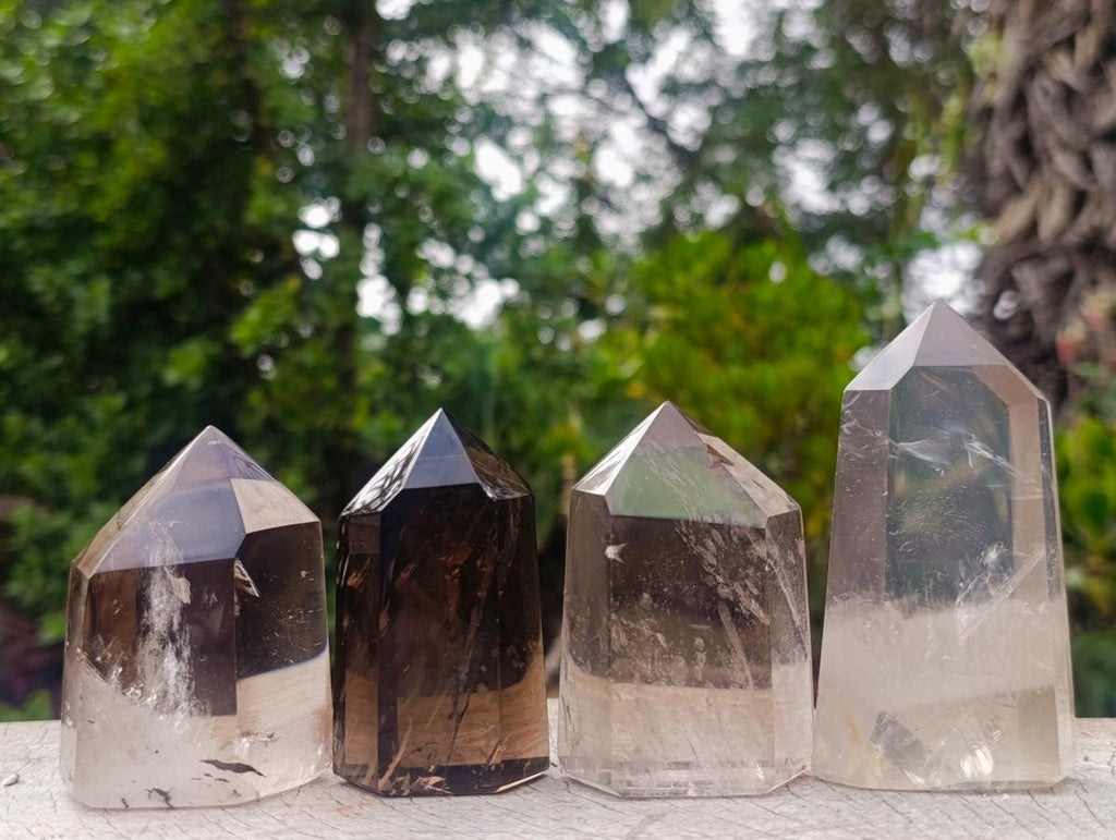 Polished Phantom Smokey Quartz Crystals x 4 From Madagascar - Toprock Gemstones and Minerals 