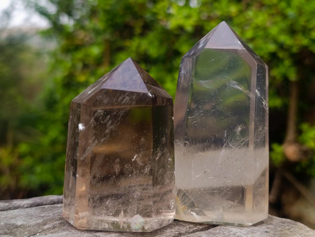 Polished Phantom Smokey Quartz Crystals x 4 From Madagascar - Toprock Gemstones and Minerals 