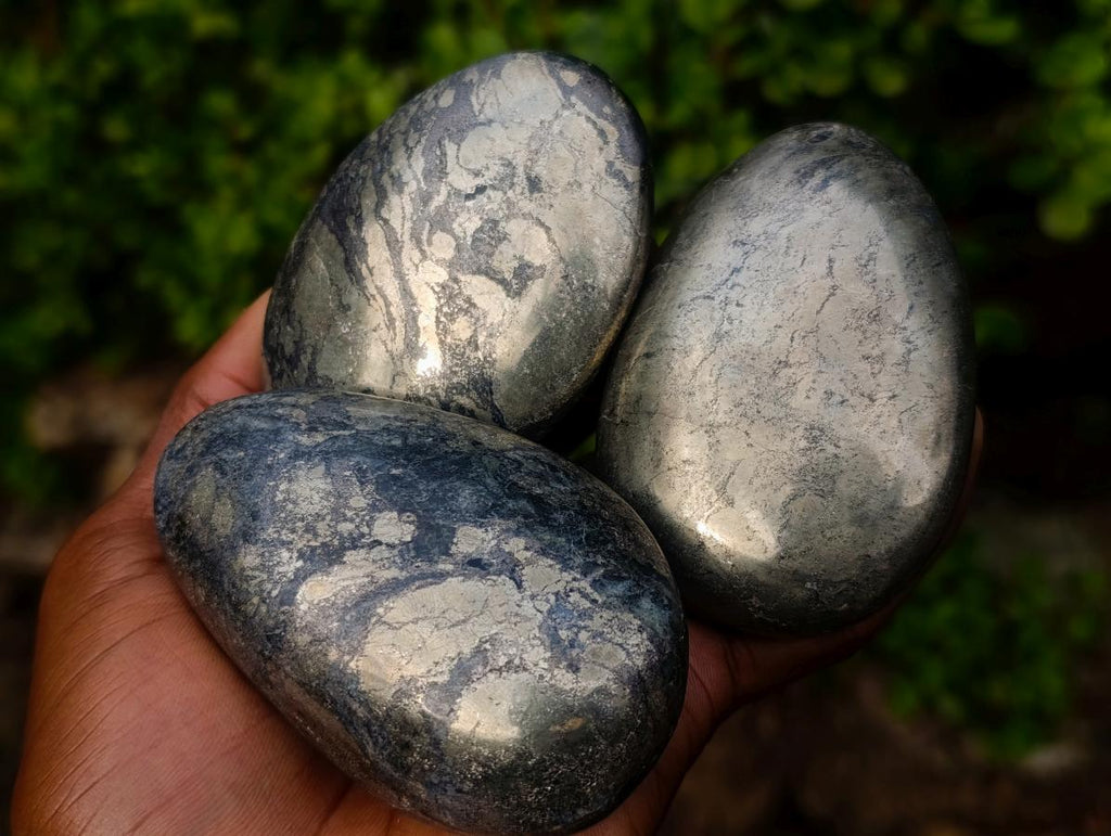 Polished Basalt Pharaoh Stone Galets x 6 From Iron Duke Mine, Zimbabwe - Toprock Gemstones and Minerals 