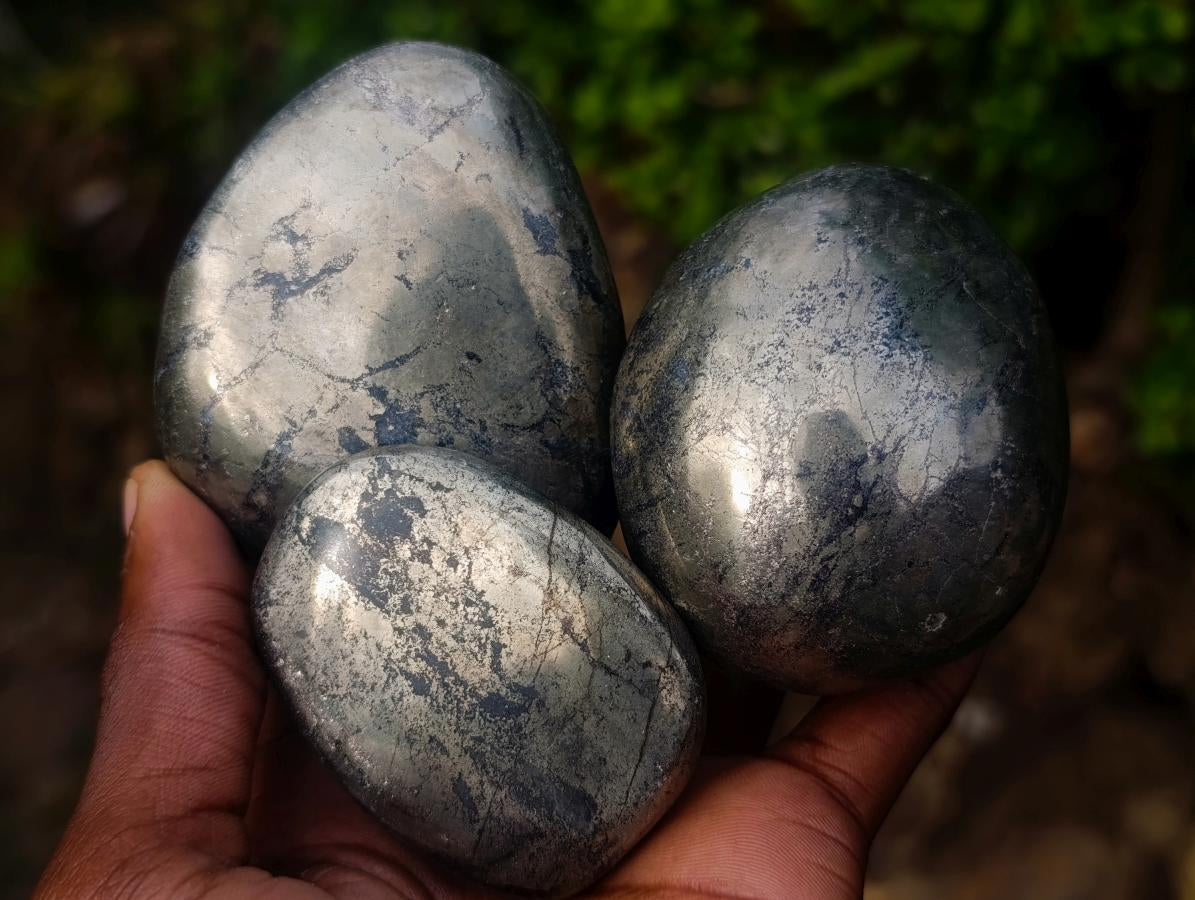 Polished Basalt Pharaoh Stone Galets x 6 From Iron Duke Mine, Zimbabwe - Toprock Gemstones and Minerals 