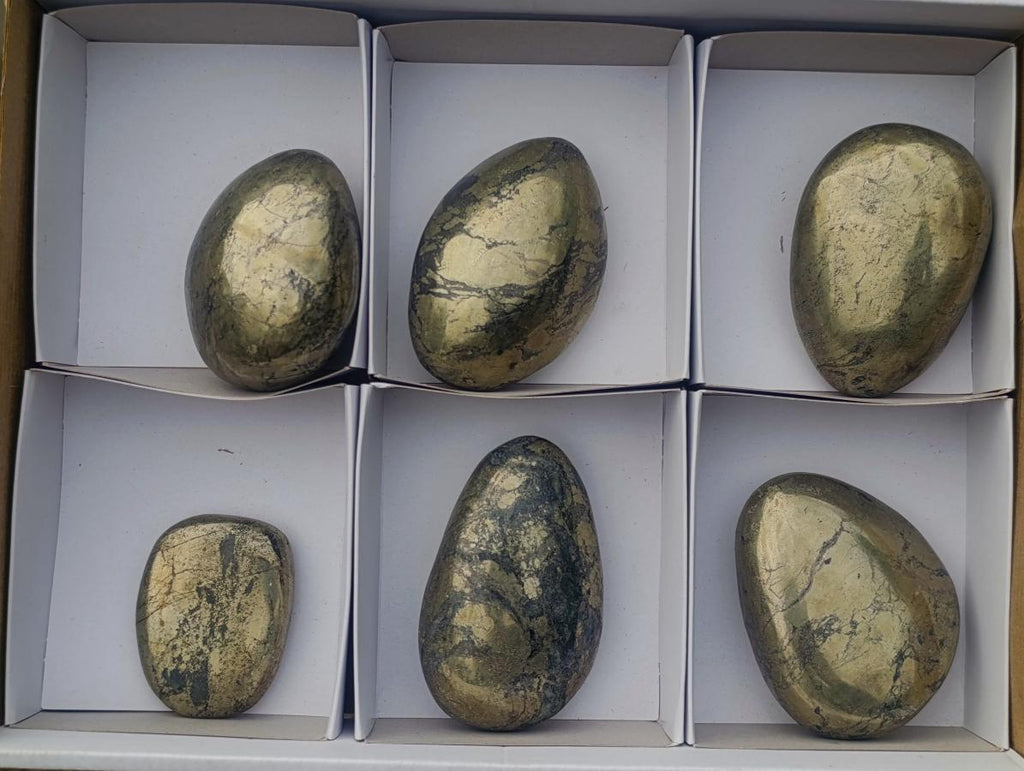 Polished Basalt Pharaoh Stone Galets x 6 From Iron Duke Mine, Zimbabwe - Toprock Gemstones and Minerals 
