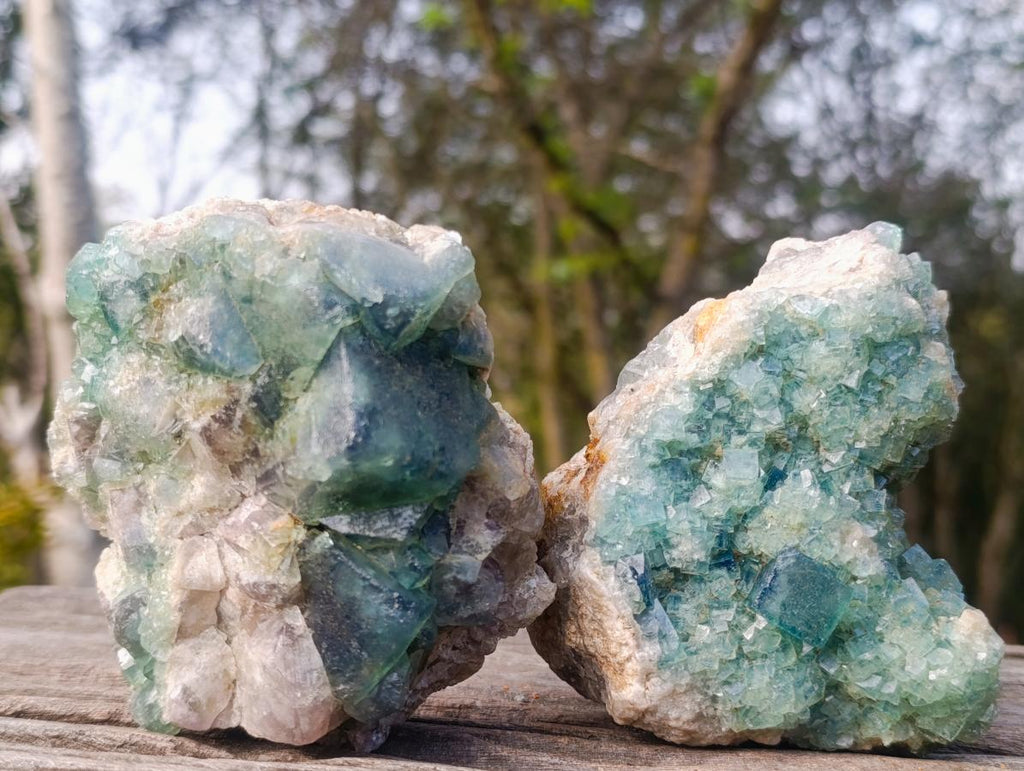 Natural Green Cubic Fluorite Specimens x 4 From Mandrosonoro, Madagascar - Toprock Gemstones and Minerals 