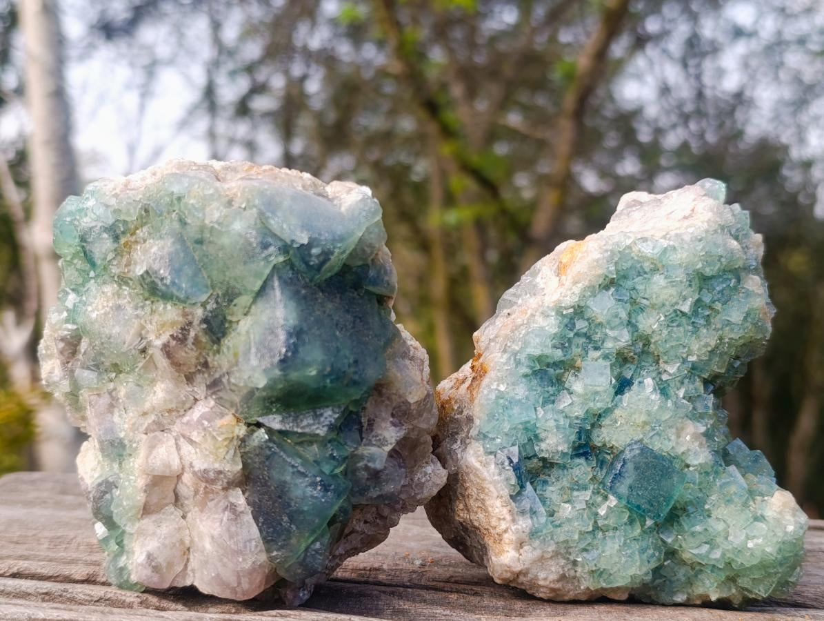 Natural Green Cubic Fluorite Specimens x 4 From Mandrosonoro, Madagascar - Toprock Gemstones and Minerals 