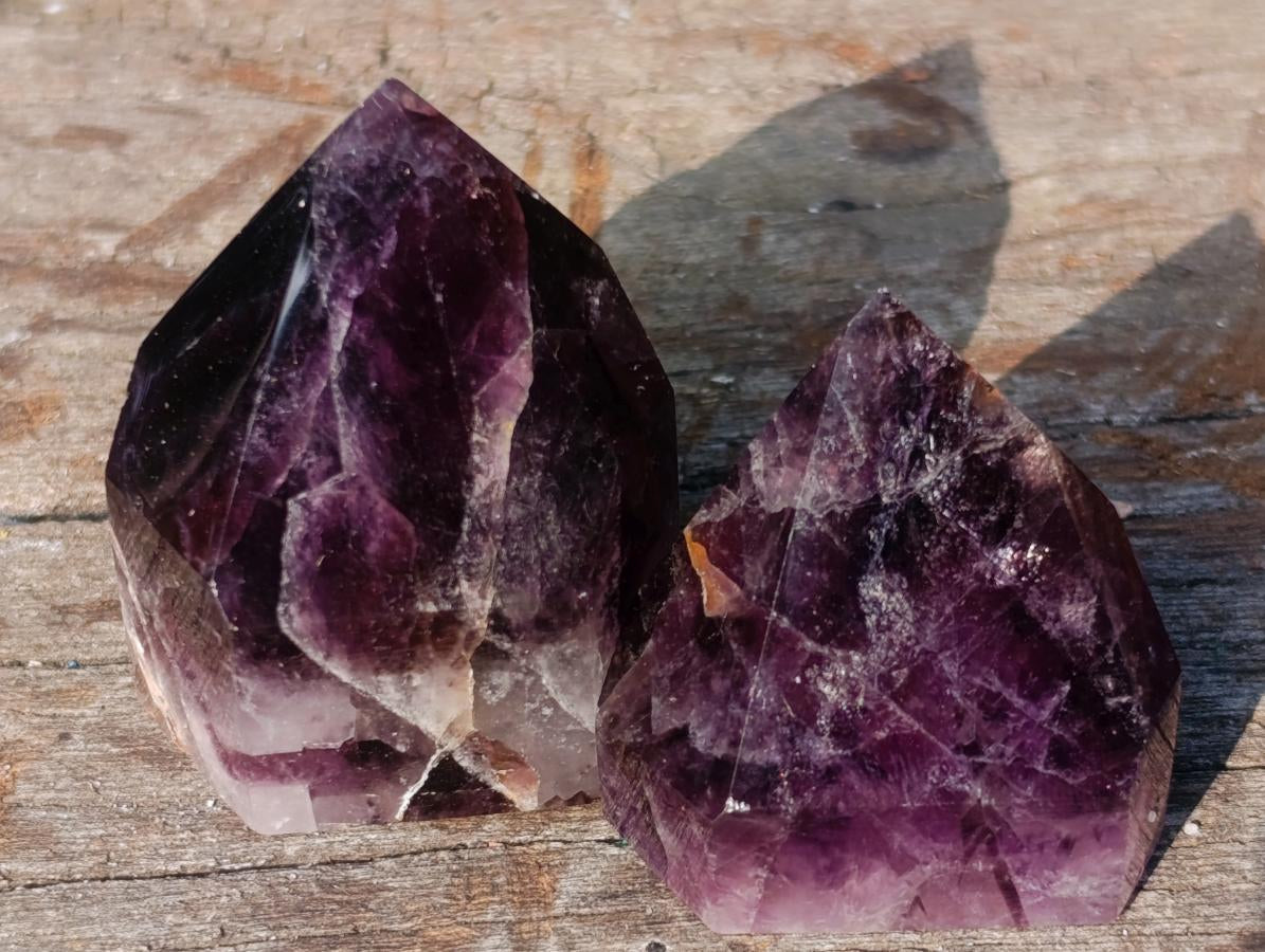 Polished Small Dark Amethyst Window Crystals x 20 From Akansobe, Madagascar - Toprock Gemstones and Minerals 