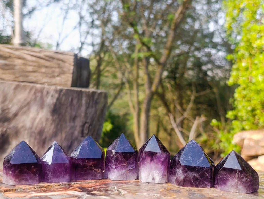 Polished Small Dark Amethyst Window Crystals x 20 From Akansobe, Madagascar - Toprock Gemstones and Minerals 
