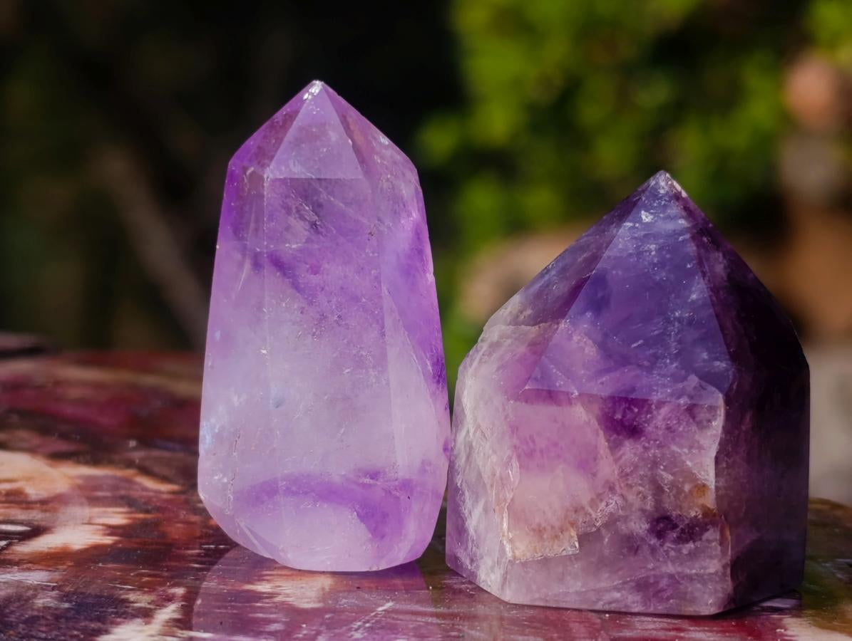 Polished Small Dark Amethyst Window Crystals x 20 From Akansobe, Madagascar - Toprock Gemstones and Minerals 