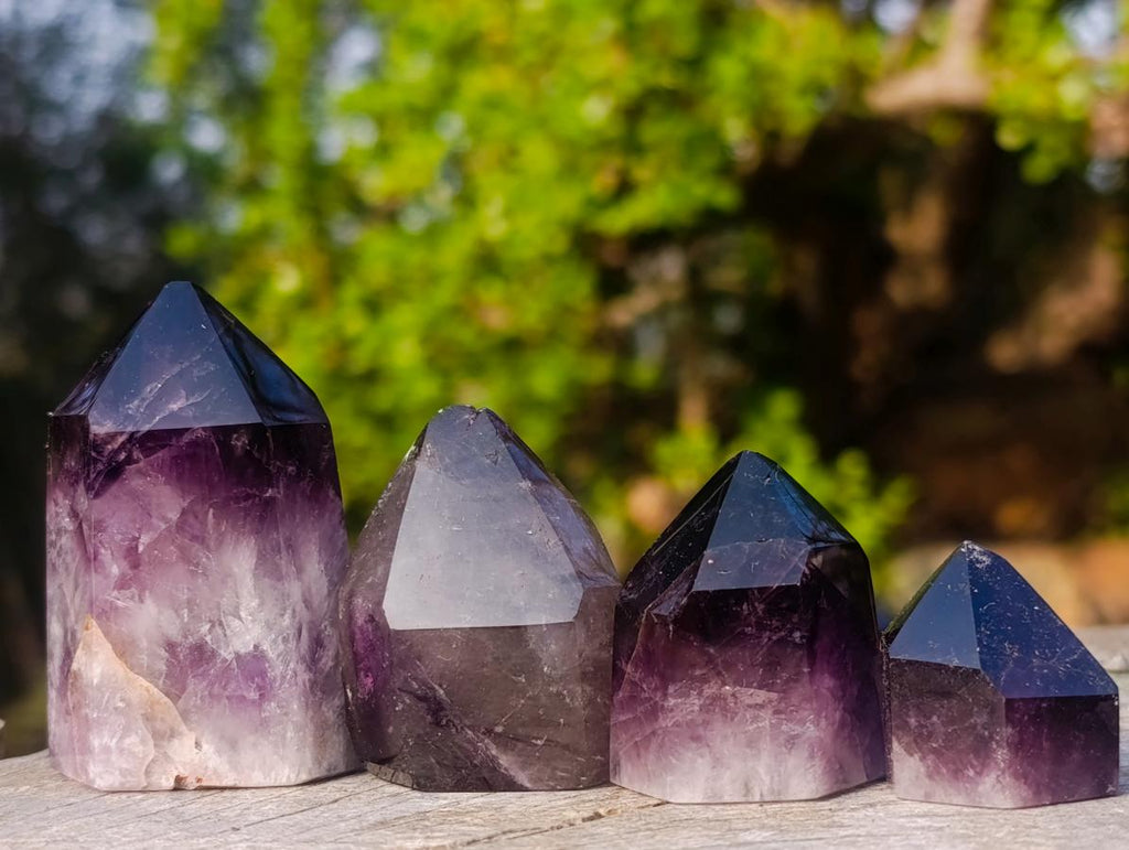 Polished Small Dark Amethyst Window Crystals x 20 From Akansobe, Madagascar - Toprock Gemstones and Minerals 