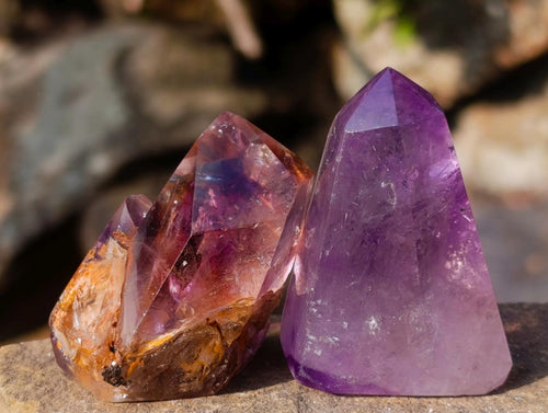 Polished Small Dark Amethyst Window Crystals x 20 From Akansobe, Madagascar - Toprock Gemstones and Minerals 