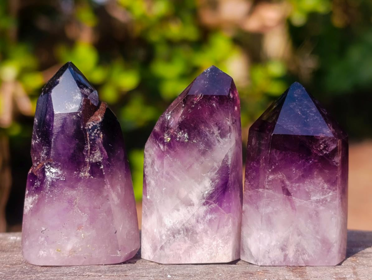 Polished Small Dark Amethyst Window Crystals x 20 From Akansobe, Madagascar - Toprock Gemstones and Minerals 