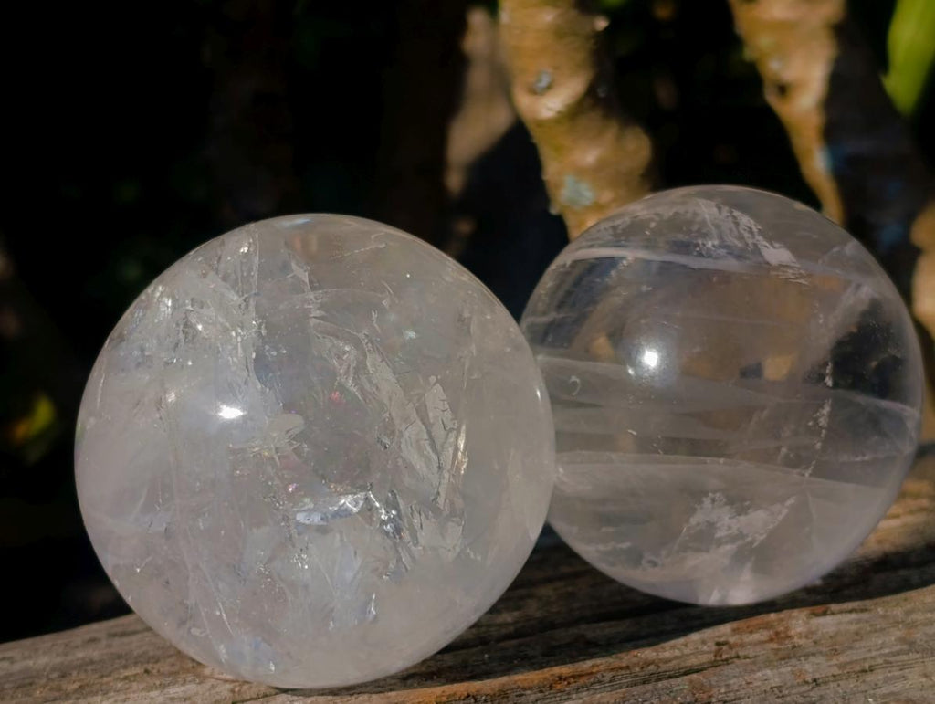 Polished Girasol Pearl Quartz Spheres x 6 From Ambatondrazaka, Madagascar - Toprock Gemstones and Minerals 