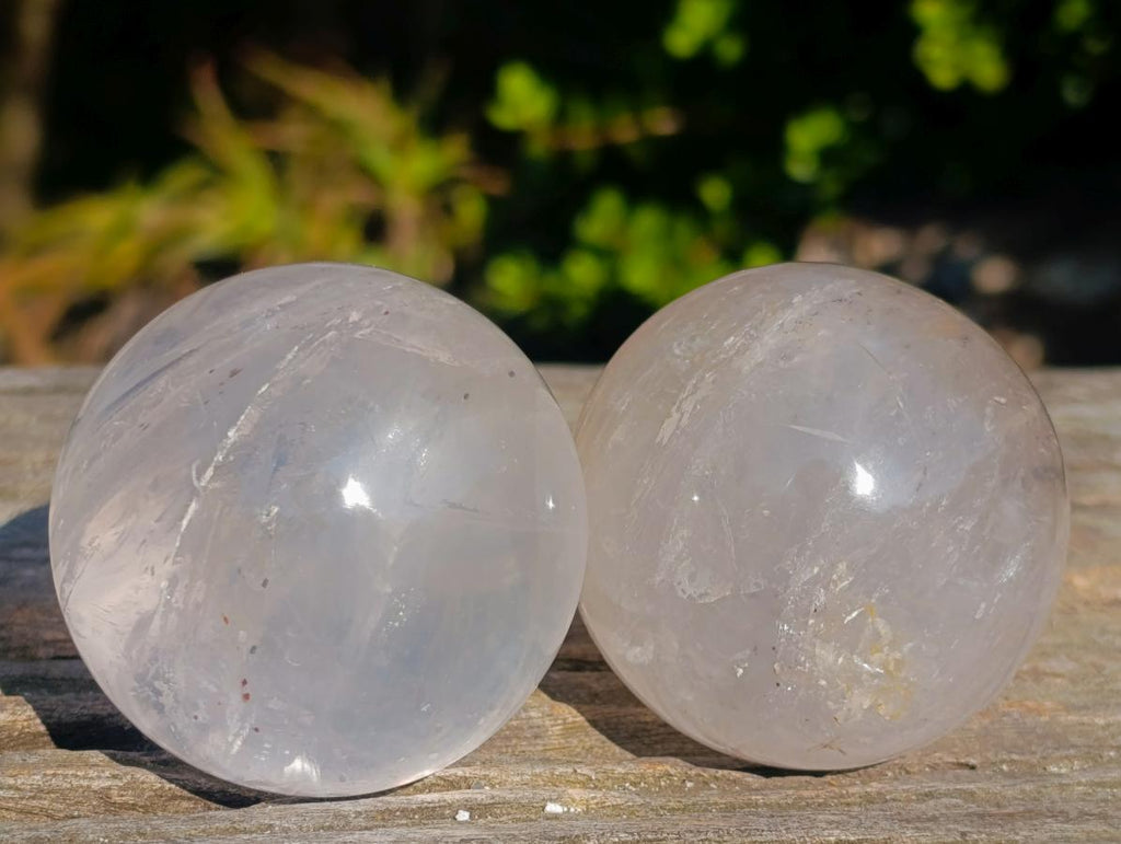 Polished Girasol Pearl Quartz Spheres x 6 From Ambatondrazaka, Madagascar - Toprock Gemstones and Minerals 