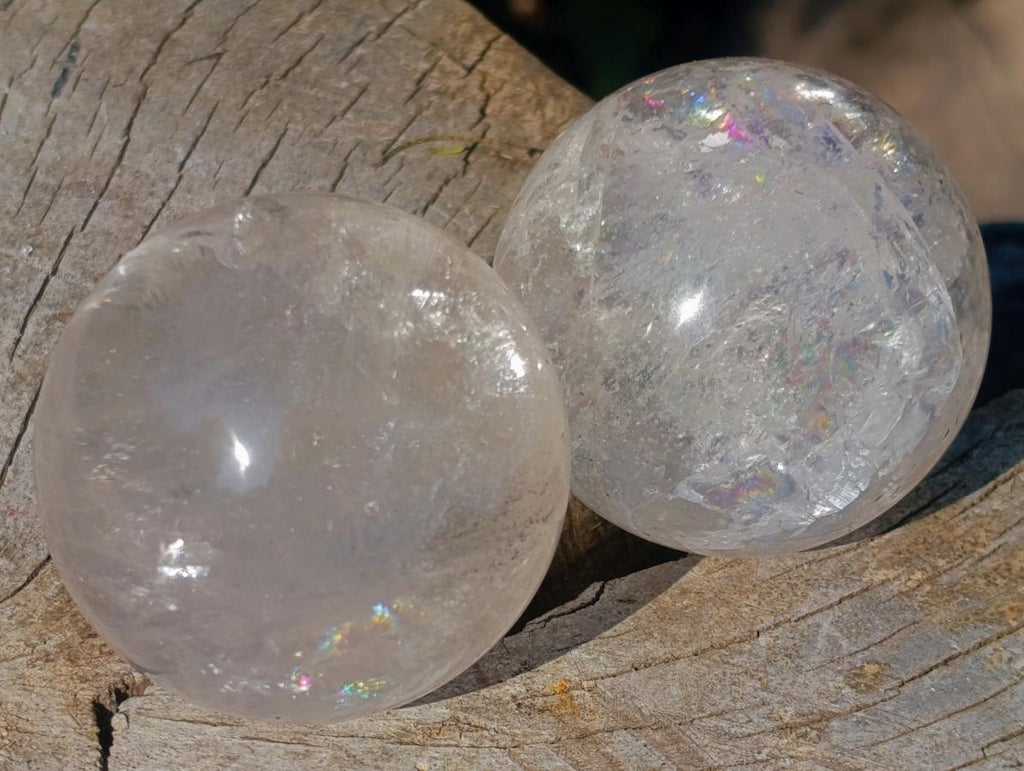 Polished Girasol Pearl Quartz Spheres x 6 From Ambatondrazaka, Madagascar - Toprock Gemstones and Minerals 
