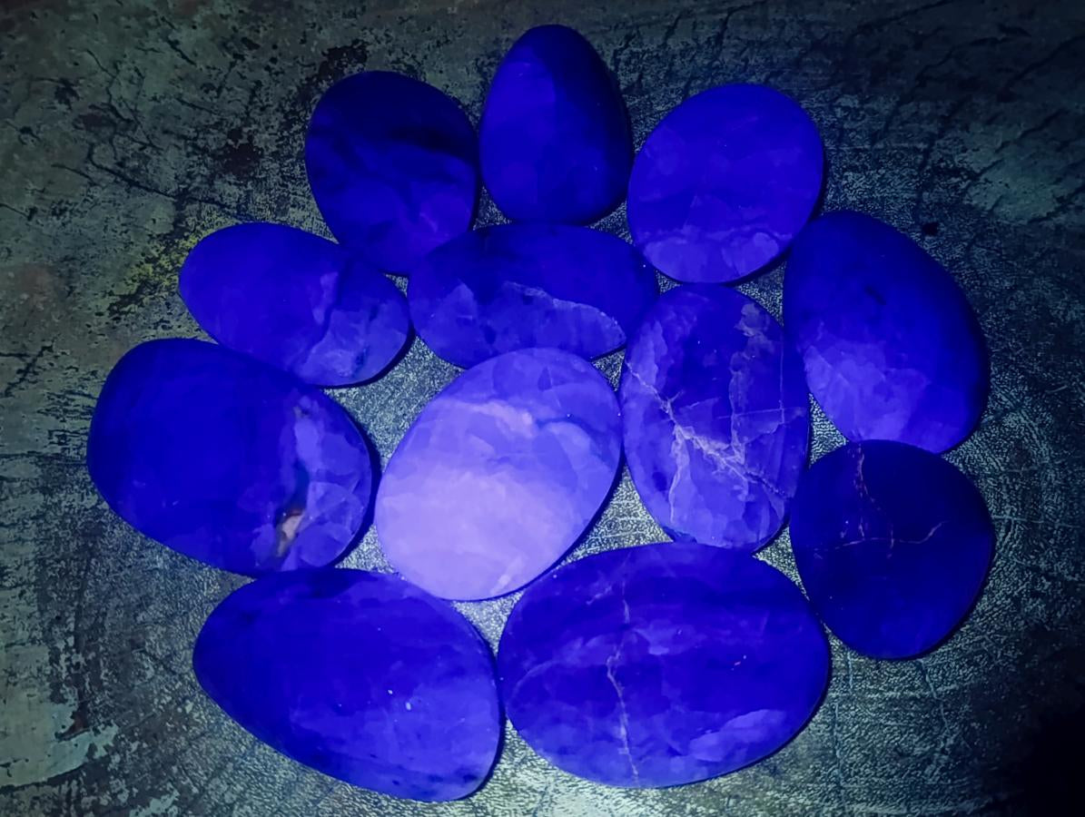 Polished Watermelon Fluorite Palm Stones x 12 From Uis, Namibia - Toprock Gemstones and Minerals 