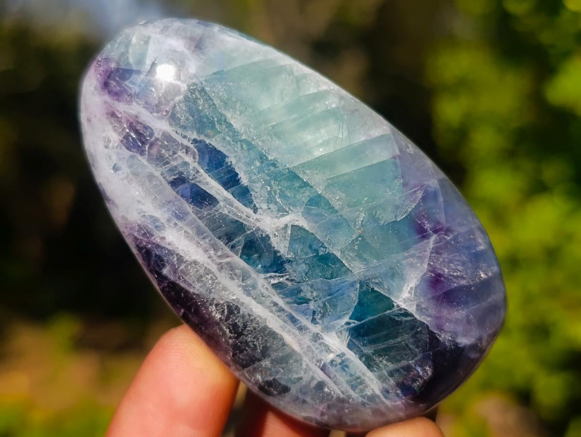 Polished Watermelon Fluorite Palm Stones x 12 From Uis, Namibia - Toprock Gemstones and Minerals 