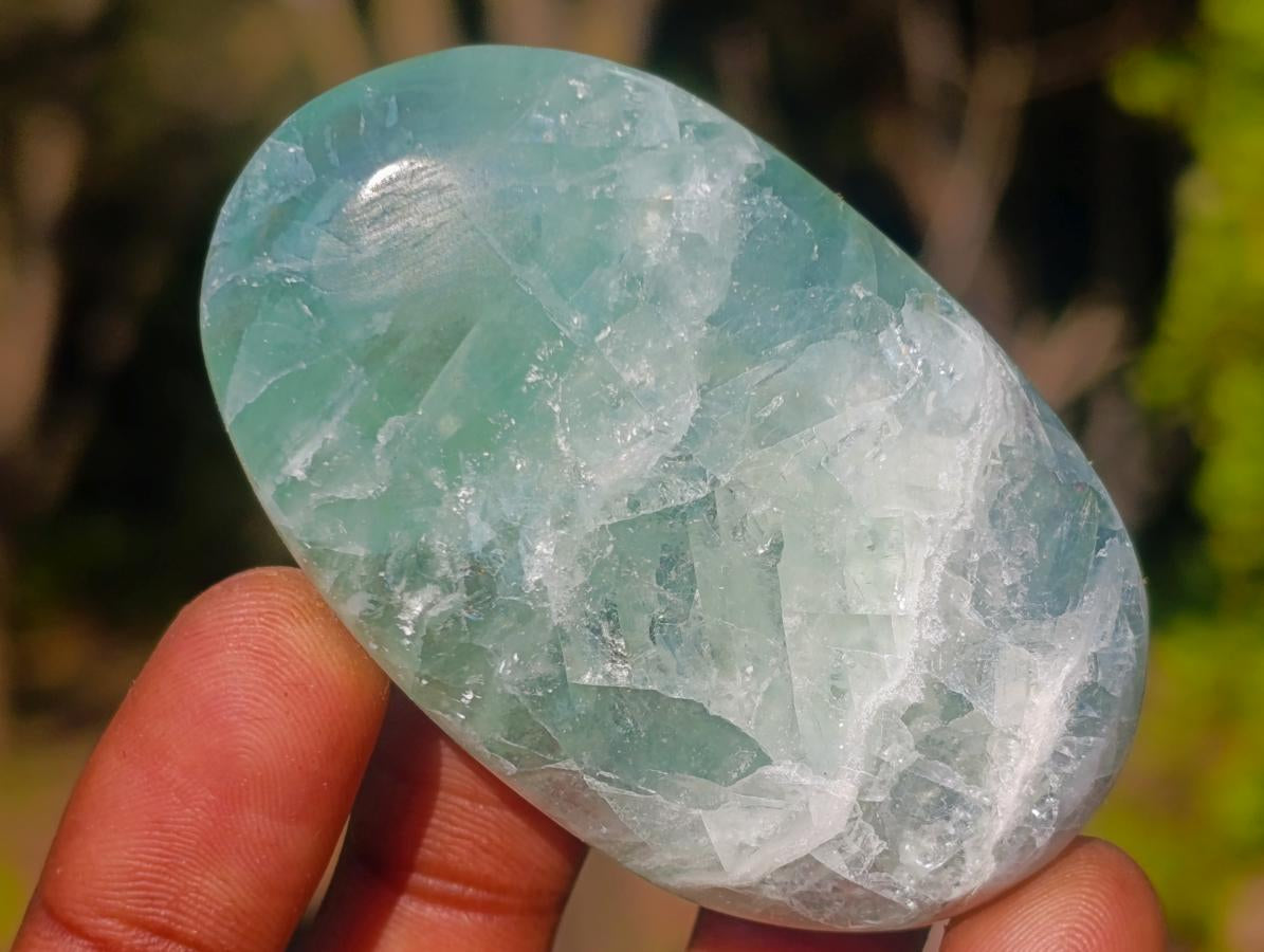 Polished Watermelon Fluorite Palm Stones x 12 From Uis, Namibia - Toprock Gemstones and Minerals 