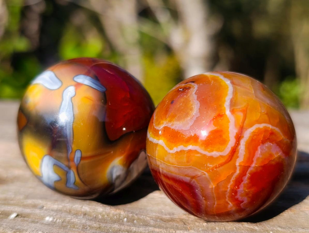 Polished Small Carnelian Agate Gemstone Spheres x 12 From Madagascar - Toprock Gemstones and Minerals 