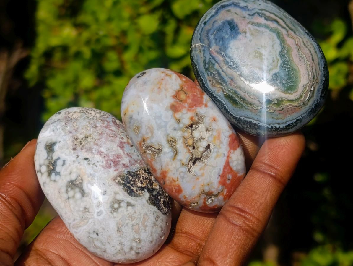 Polished Rare Ocean Jasper Galets x 24 From Northwest Coast, Madagascar - Toprock Gemstones and Minerals 