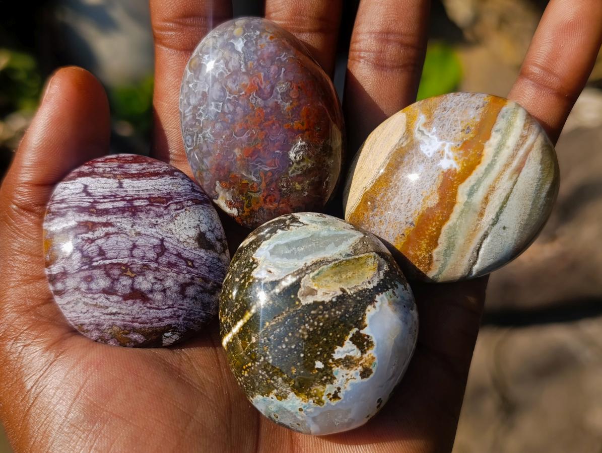 Polished Rare Ocean Jasper Galets x 24 From Northwest Coast, Madagascar - Toprock Gemstones and Minerals 