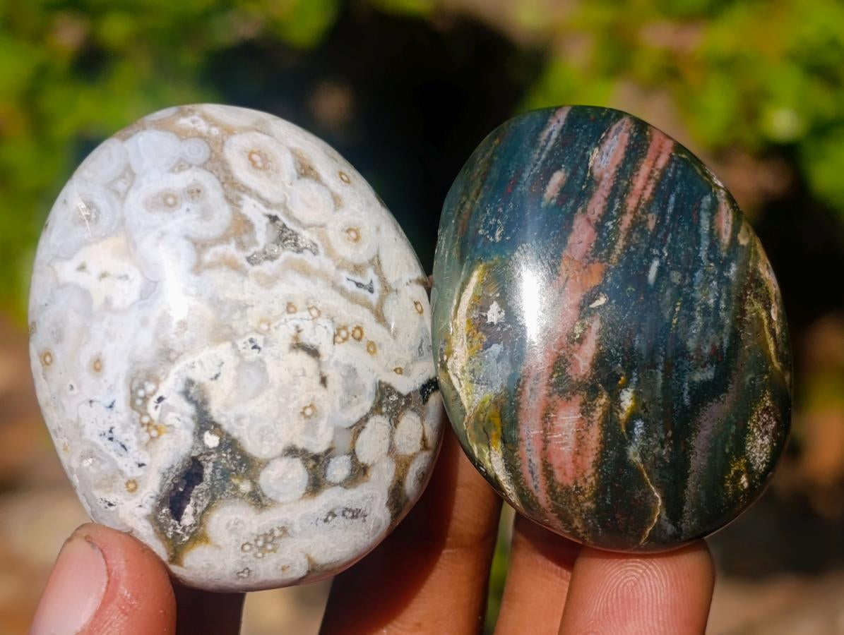 Polished Rare Ocean Jasper Galets x 24 From Northwest Coast, Madagascar - Toprock Gemstones and Minerals 