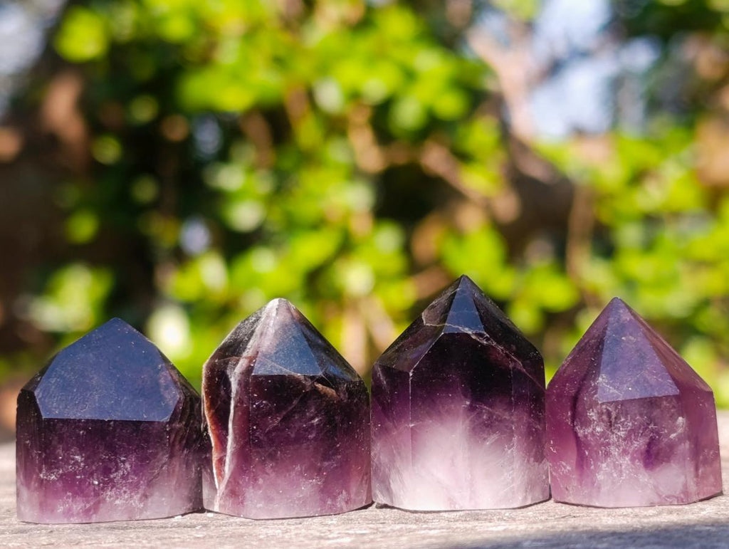 Polished Mini Dark Window Amethyst Crystals x 70 From Akansobe, Madagascar - Toprock Gemstones and Minerals 