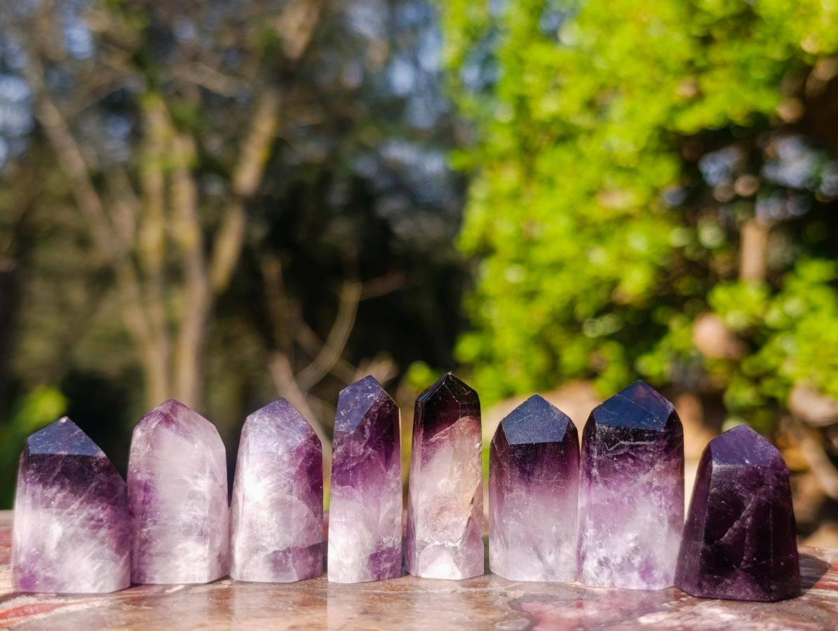 Polished Mini Dark Window Amethyst Crystals x 70 From Akansobe, Madagascar - Toprock Gemstones and Minerals 