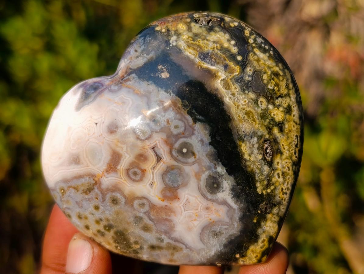 Polished Ocean Jasper Hearts x 6 From Northwest Coast, Madagascar - Toprock Gemstones and Minerals 