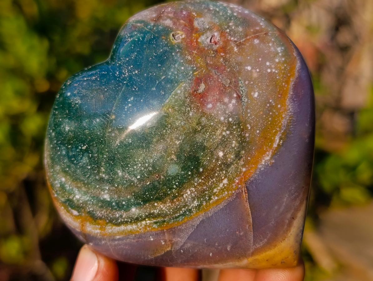 Polished Ocean Jasper Hearts x 6 From Northwest Coast, Madagascar - Toprock Gemstones and Minerals 