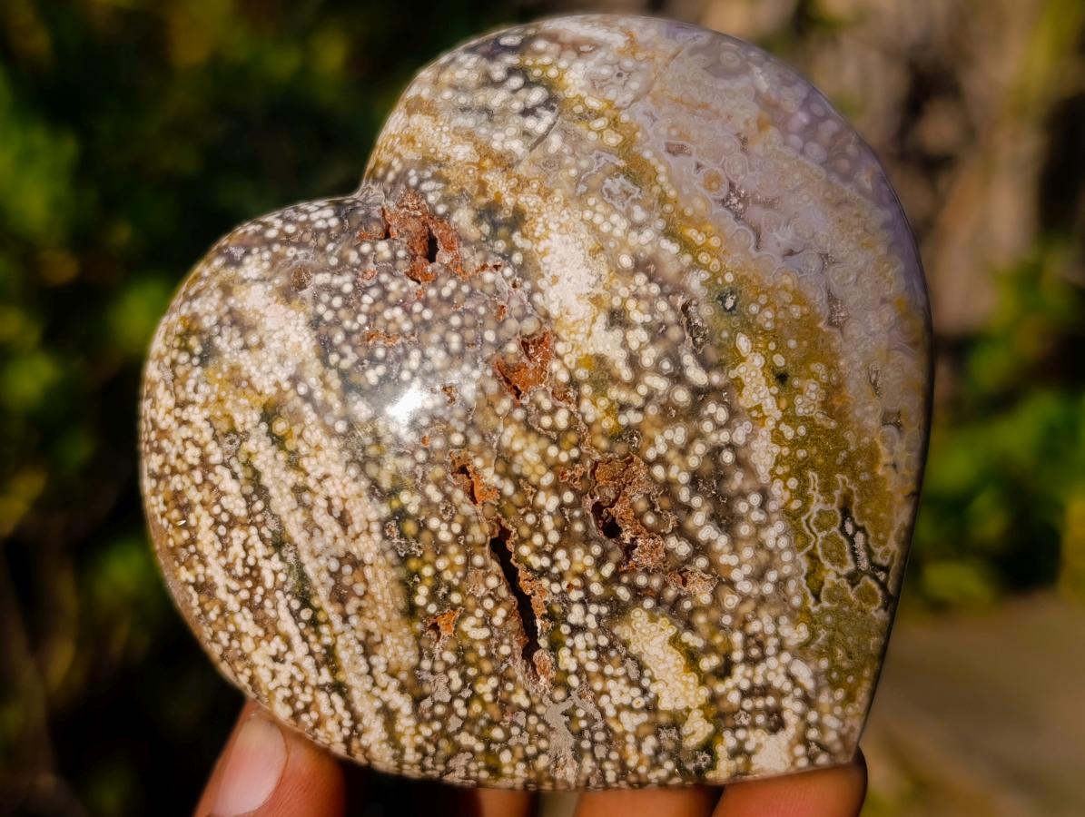 Polished Ocean Jasper Hearts x 6 From Northwest Coast, Madagascar - Toprock Gemstones and Minerals 