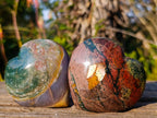 Polished Ocean Jasper Hearts x 6 From Northwest Coast, Madagascar - Toprock Gemstones and Minerals 