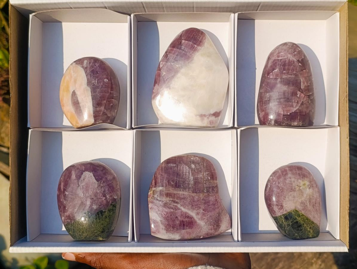 Polished Rare Anhydrite Standing Display Pieces x 6 Tulear, Madagascar - Toprock Gemstones and Minerals 