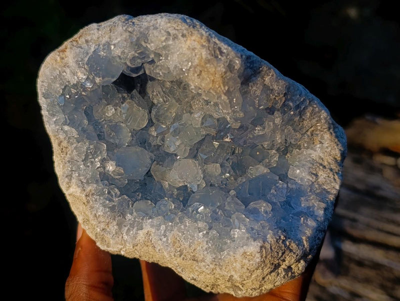 Natural Blue Celestite Geode Specimens x 2 From Sakoany, Madagascar - Toprock Gemstones and Minerals 