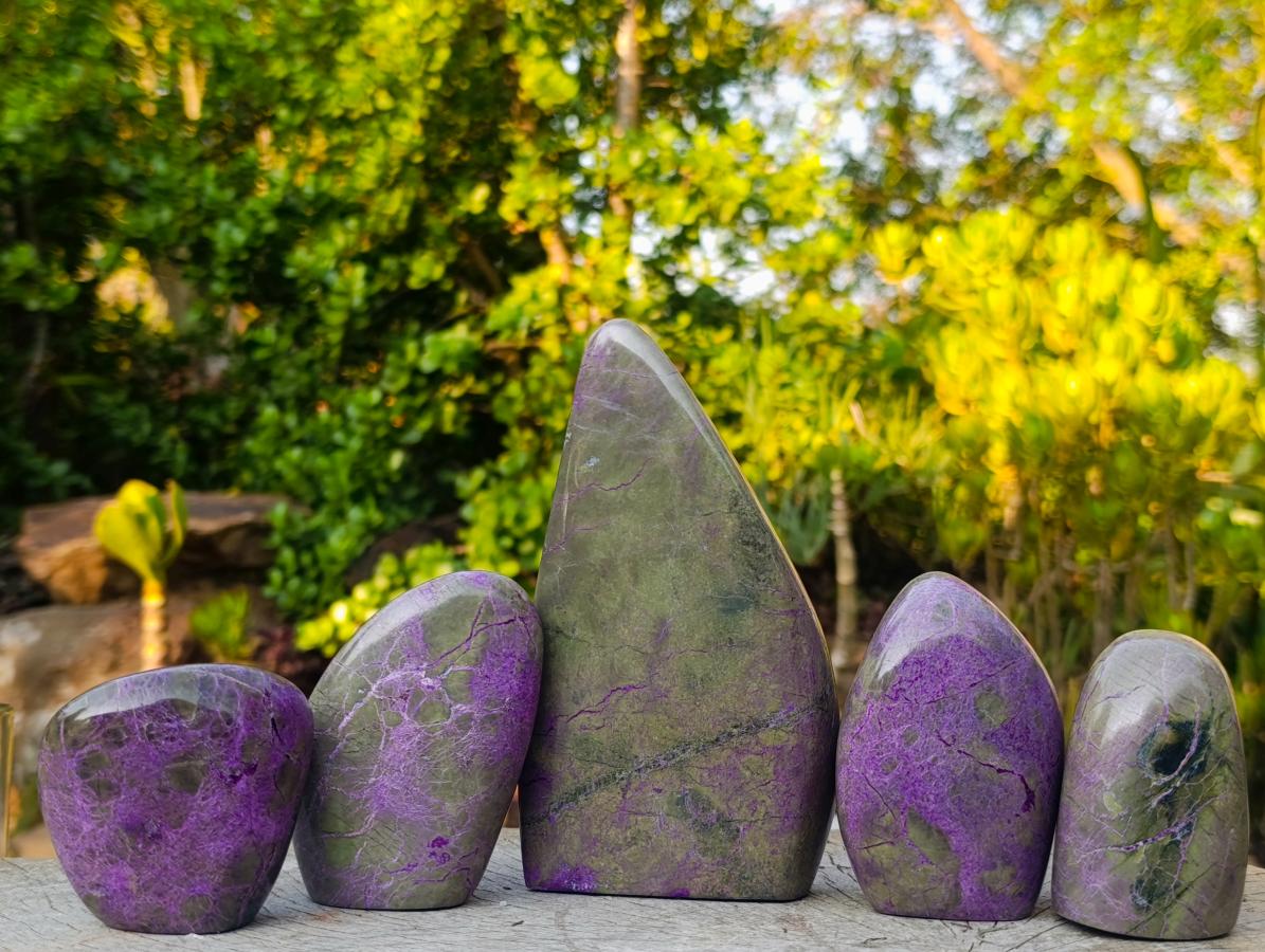 Polished Stichtite Standing Display Pieces x 5 From Barberton, South Africa - Toprock Gemstones and Minerals 