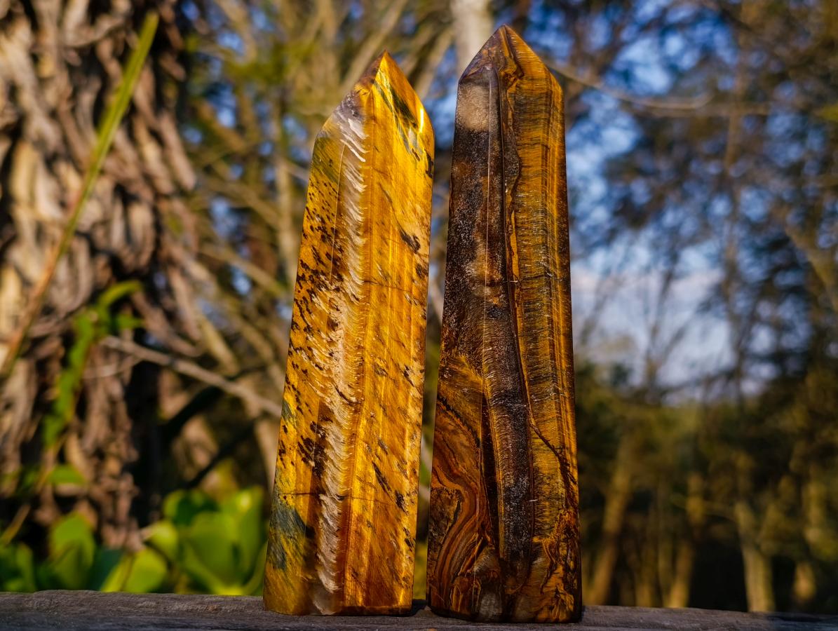 Polished Golden-Blue Tigers Eye Display Crystals x 4 From Prieska, South Africa - Toprock Gemstones and Minerals 