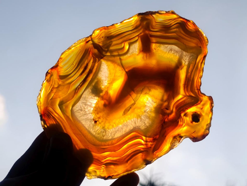 Polished Banded Agate Slices with Natural Edging x 6 From Madagascar - Toprock Gemstones and Minerals 