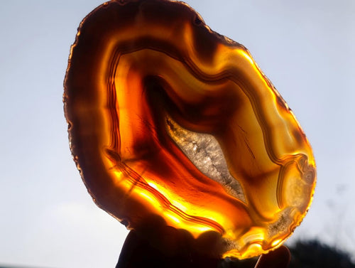 Polished Banded Agate Slices with Natural Edging x 6 From Madagascar - Toprock Gemstones and Minerals 