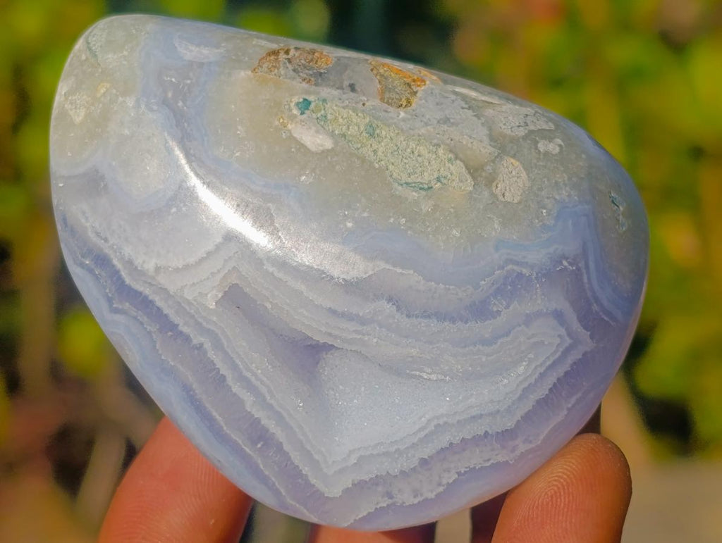 Polished Blue Lace Agate Geode Standing and Free Forms x 12 From Nsanje, Malawi - Toprock Gemstones and Minerals 