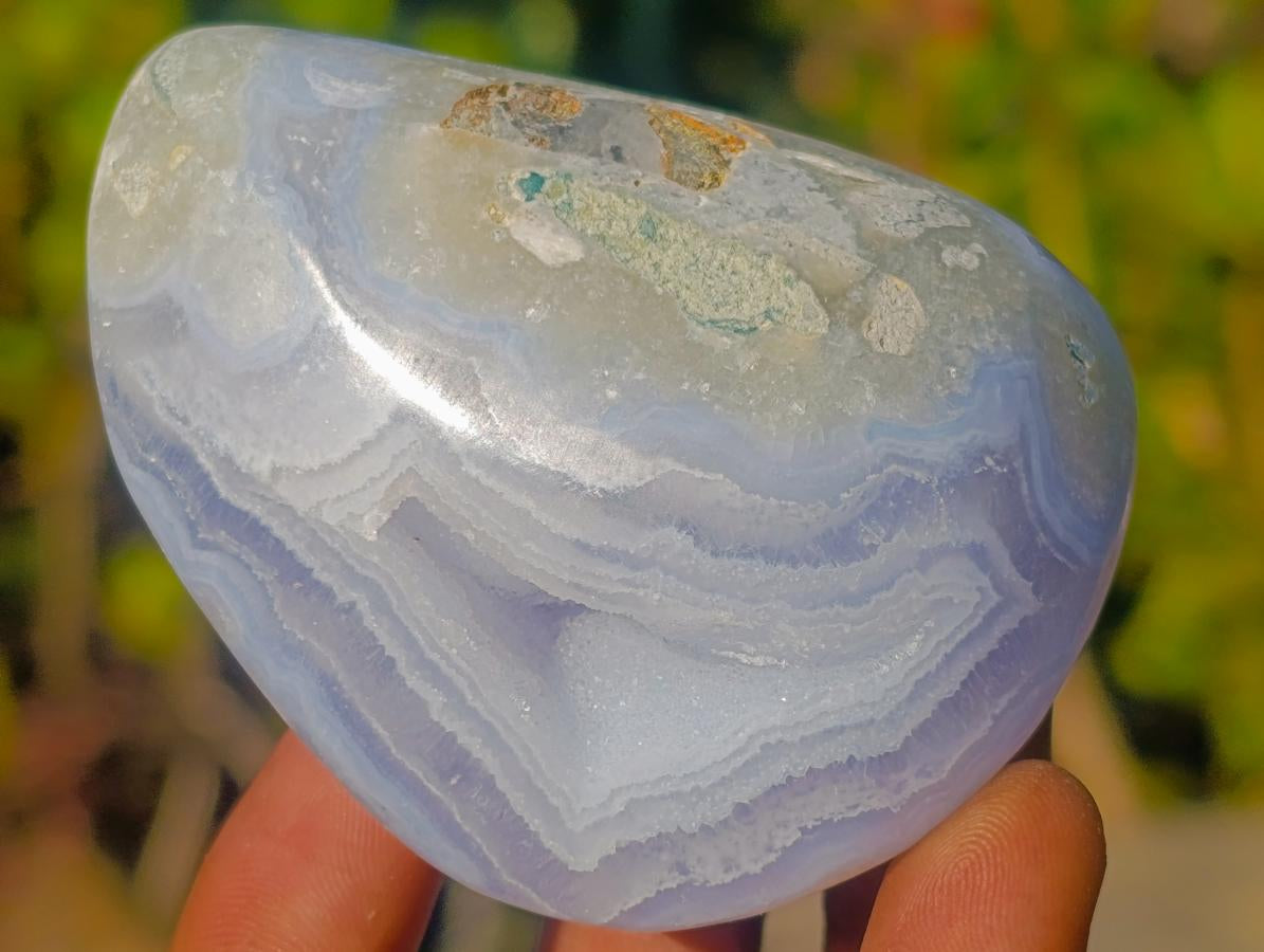 Polished Blue Lace Agate Geode Standing and Free Forms x 12 From Nsanje, Malawi - Toprock Gemstones and Minerals 
